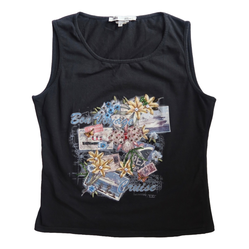 Miss Les Copains Embellished Graphic Tank
